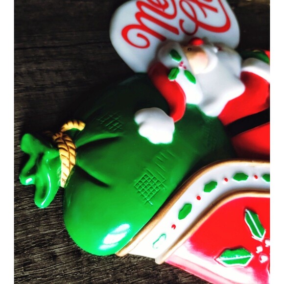 2 Vintage Christmas Santa Reindeer JCNY Plastic Planter tabletop Decorations - Picture 5 of 12